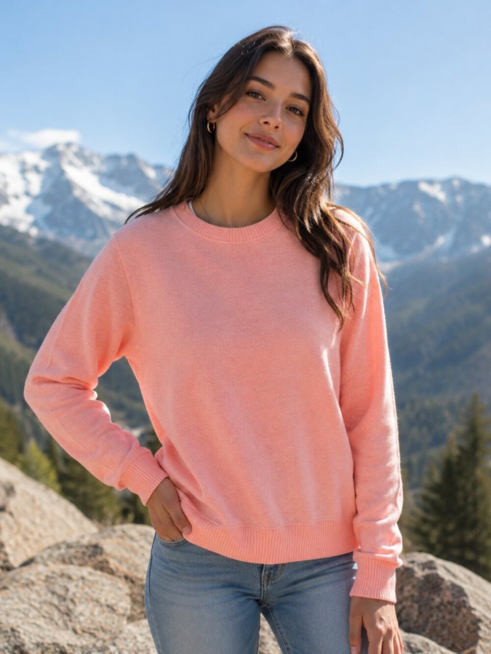 Jake Austin Pink Acid Wash Crewneck Sweatshirt Size L